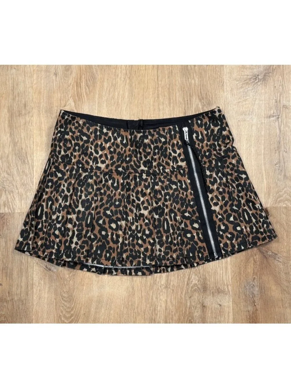 Royal Bones Leopard Print Mini Skirt Womens Size M Side Zipper Y2K Punk Rock